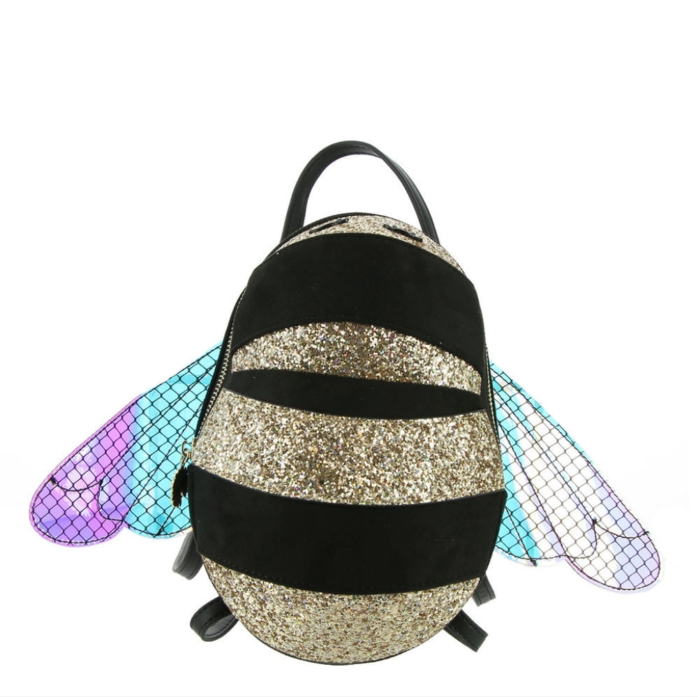 Betsey Johnson What's The Buzz Bee Convertible Backpack Crossbody, Glitter Multi